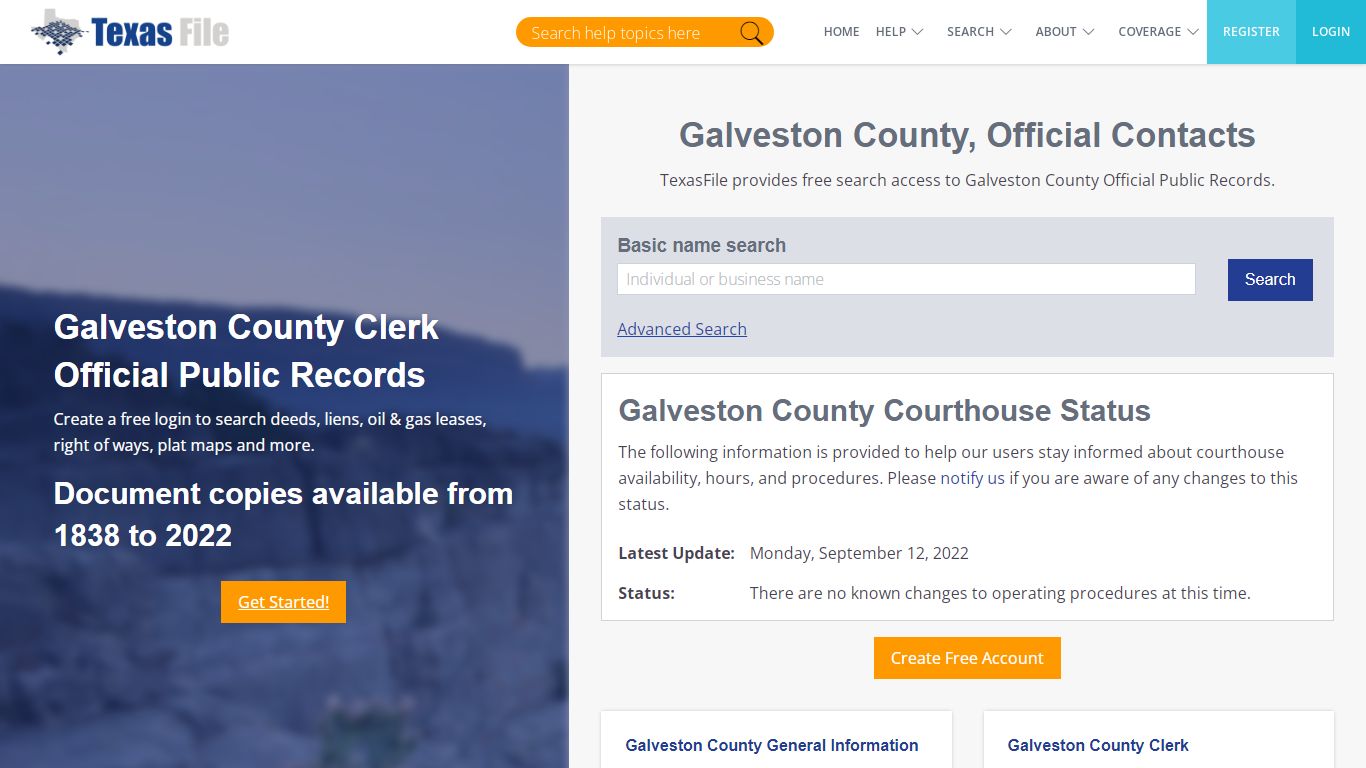 Galveston County Clerk Official Public Records | TexasFile