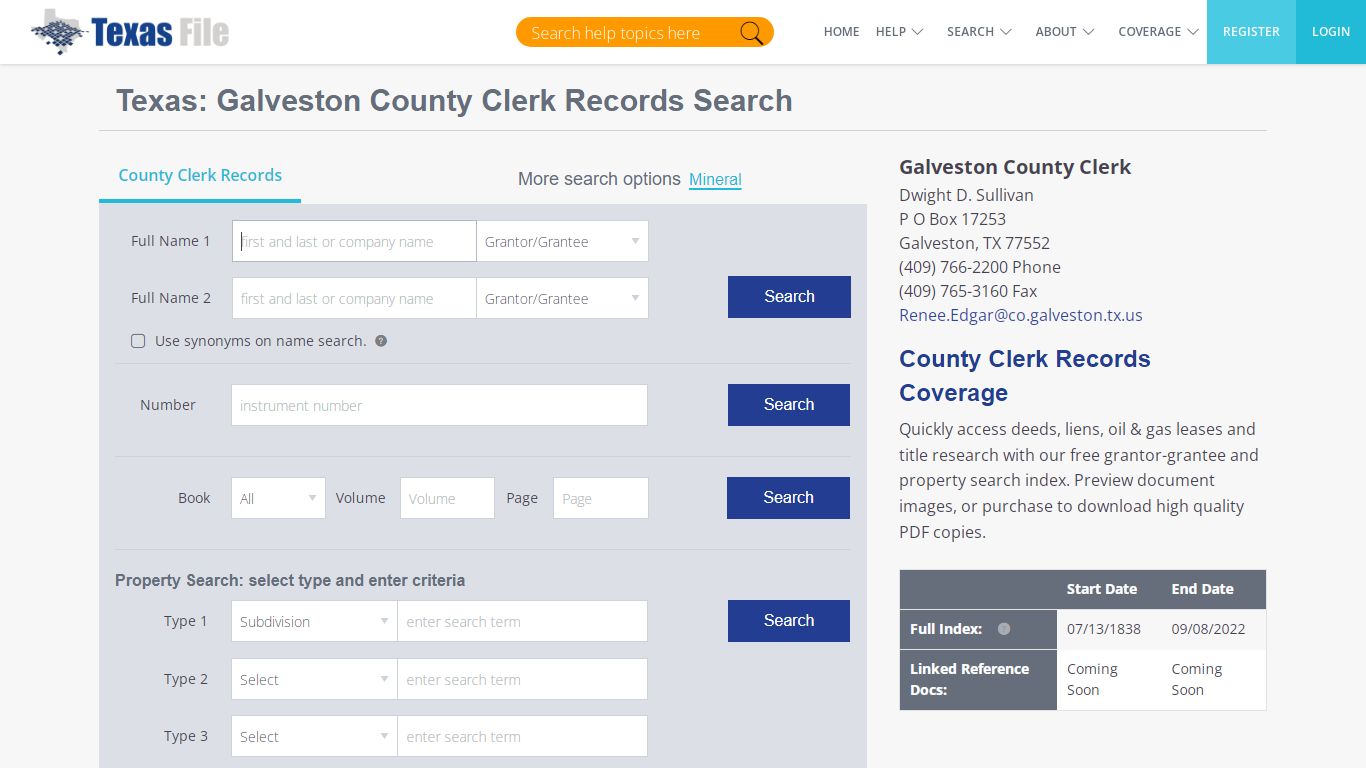 Galveston County Clerk Records Search | TexasFile