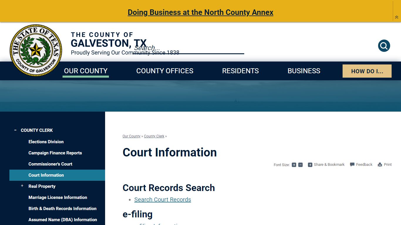 Court Information | Galveston County, TX